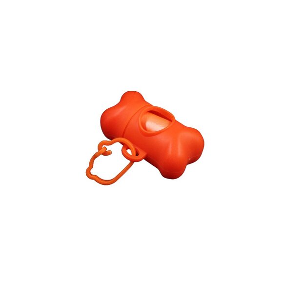 Orange Bone Shaped Poop Bag Dispenser with Poop Bags - Picture 2 of 3